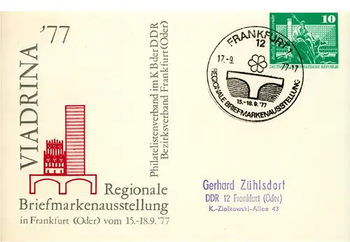 PP 16 A / 10 - 77 VIADRINA '77 Regionale Briefmarkenausstellung in Frankfurt