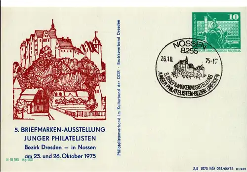 PP 16 A  / 22 - 75 5. Briefmarkenausstellung des Bezirkes Dresden in Nossen