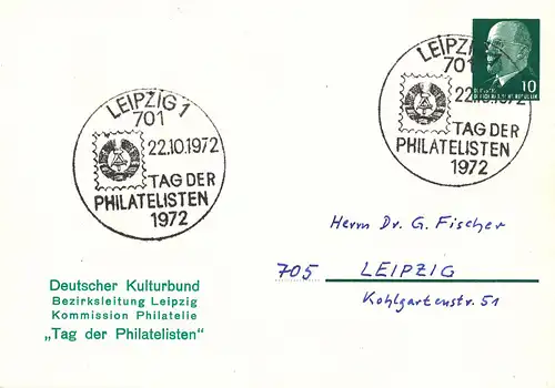 PP 09 / 21a-68 Tag der Philatelisten  SSt Leipzig 1972