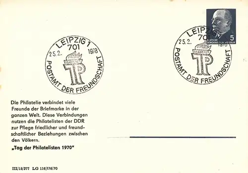 PP 09 / 5b-70  Tag der Philatelisten 1970 SSt Leipzig 1978