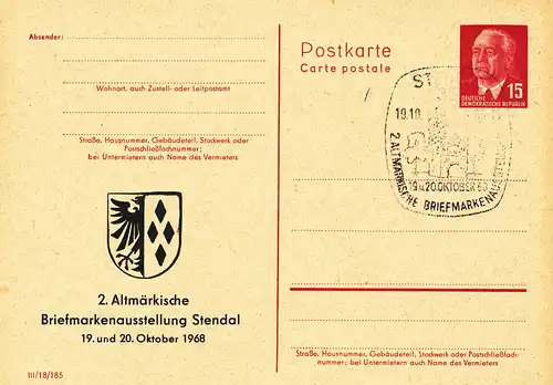 P 64 Teil A / 1-68 (C 4) 2. Altmärkische Briefmarkenausstellung in Stendal