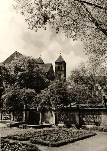 PP 09 (7-65) Gemeinsame Briefmarkenausstellung der Bezirke Halle und Magdeburg - Quedlinburg - Blick vom Schloßgarten zur Stiftskirche und Schloßmuseum SSt.