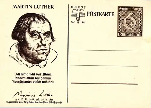 P 285 / 02  Winterhilfswerk Martin Luther Sonderpostkarte