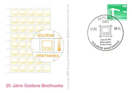 Berlin - 25 Jahre Goldene Briefmarke - Zum 25. Mal Preisumfrage  PP 18 A - 2a/88  SSt.  