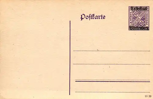 Dienstpostkarte 15 Pf  violett  (10 19) MiNr. DP 51 
