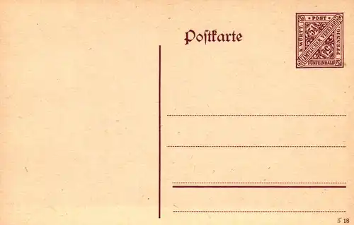 Postkarte 5 1/2 Pf  rotbraun  (5 18) MiNr. DP 44