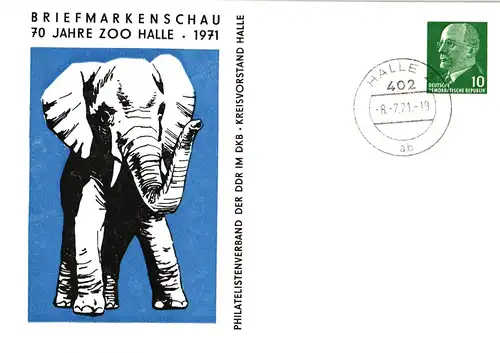 Halle PP 08 / 18-71 - Briefmarkenschau anlässlich 70 Jahre Zoo Halle