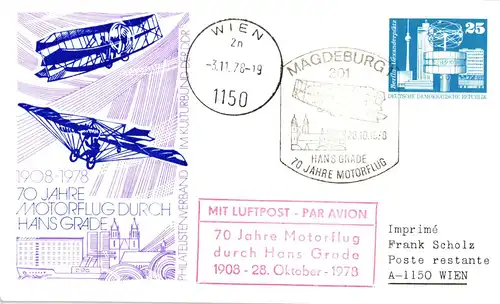 Magdeburg  PP 17 (3b - 78) 70 Jahre Motorflug durch Hans Grade SSt.
