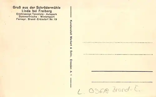 Ak Linda Brand Erbisdorf,  Gruß aus der Schrödermühle 