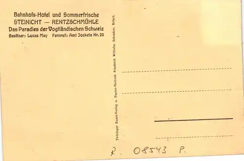 Ak Pöhl Bahnhofs-Hotel und Sommerfrische Steinicht - Rentzschmühle 