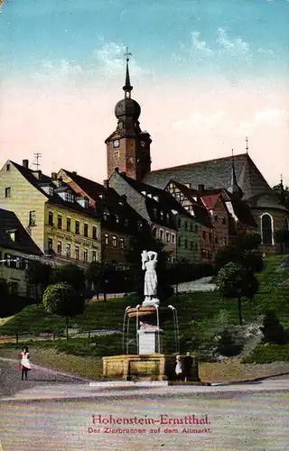 Ak Hohenstein-Ernstthal Der Zierbrunnen auf dem Altmarkt