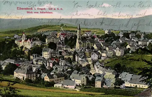 Ak Eibenstock i. Erzg. Blick vom Adlerfelsen