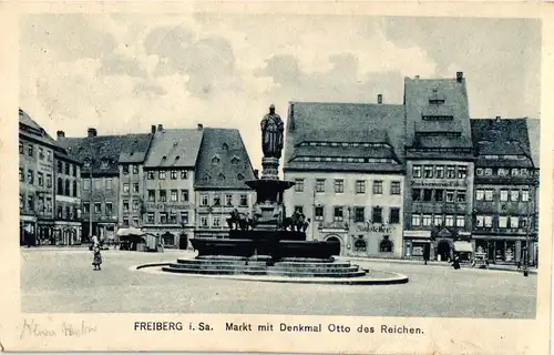 Ak Freiberg Markt mit Denkmal Otto des Reichen