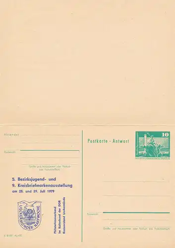 Ueckermünde 5. Bezirks- u. 9. Kreisbriefmarkenausstellung,  P 81 / 2af / 2aA -79 