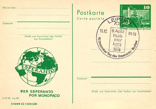 Leipzig Esperanto dient dem Weltfrieden,  P 79 / 9b - 80