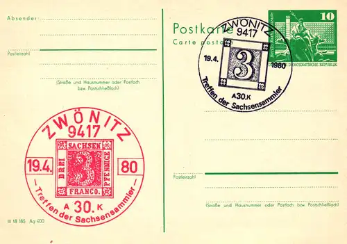 Zwönitz 30. Treffen der Sachsensammler,  P 79 / 7a - 80