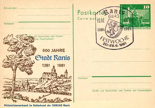 Ranis 600 Jahre,  P 79 / 14 - 81 SSt