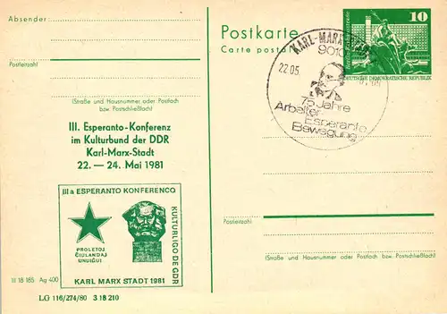 Karl-Marx-Stadt III. Esperanto Konferenz  ,  P 79 / 17 - 81 