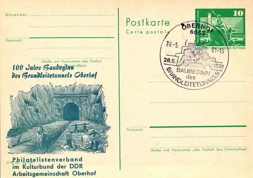 Oberhof 100 Jahre seit Baubeginn Brandleitetunnel ,  P 79 / 19a - 81 