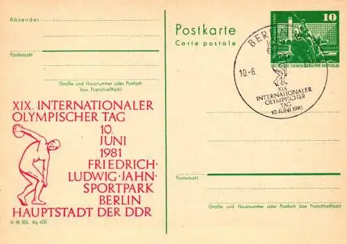 Berlin, XIX. Internationaler Olympischer Tag ,  P 79 / 20 - 81 SSt.
