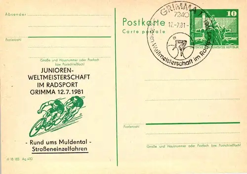 Grimma Juniorenweltmeisterschaft im Radsport ,  P 79 / 28a - 81 SSt