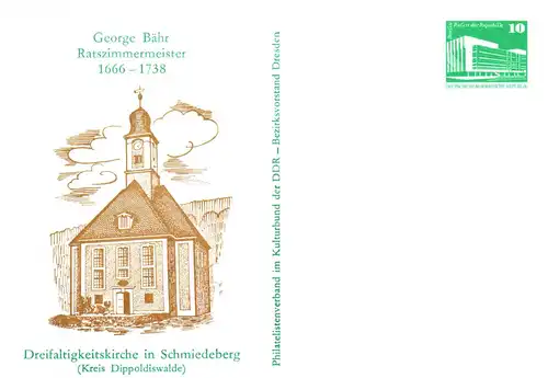 Dresden Georg Bähr Ratszimmermeister, Dreifaltigkeitskirche in Schmiedeberg,  PP 18 / 3 - 88 