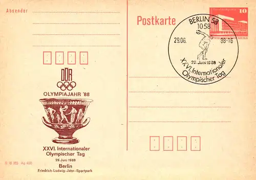 Berlin XXVI. Internationaler Olympischer Tag,  P 86 / 17 - 88 SSt