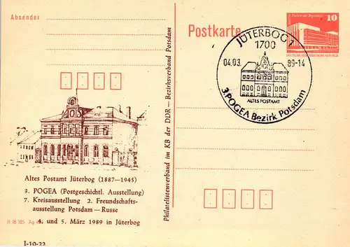Jüterborg 3. Postgeschichtliche Ausstellung,  P 86 / 7 - 89