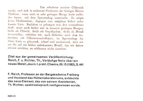 Freiberg 125 Jahre Entdeckung des chemischen Elementes Indium,  PP 18 / 15 - 88