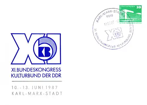 Karl-Marx-Stadt XI. Bundeskongress des Kulturbundes,  PP 18 / 10 - 87