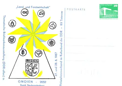 Gnoien Briefmarkenausstellung der Land- und Forstwirtschaft,  PP 18 / 11 - 87