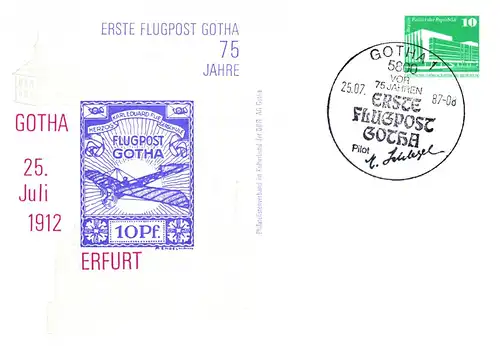 Gotha 75 Jahre Flugpost,  PP 18 / 12a - 87