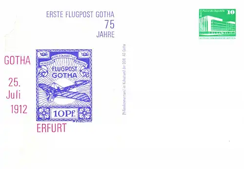 Gotha 75 Jahre Flugpost,  PP 18 / 12a - 87