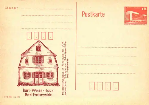 Bad Freienwalde 175. Geburtstag von Karl Weise,  P 86 II / 13 - 88 