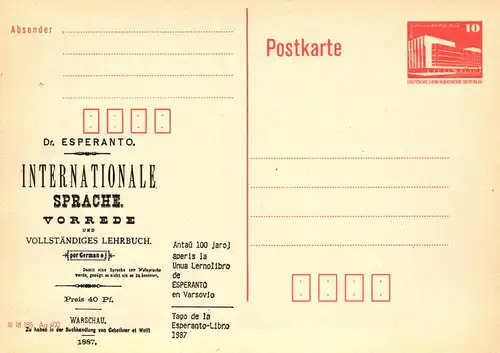 Leipzig Tag des Esperanto Buches 1988,  P 86 II / 34 - 88 