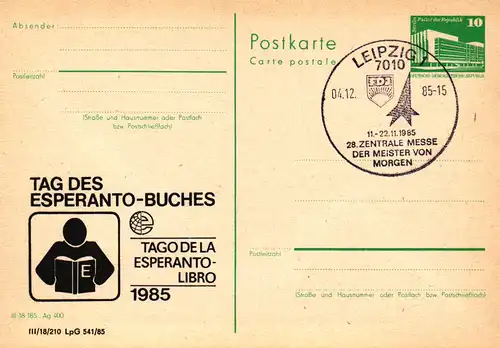 Leipzig Tag des Esperanto-Buches, P 84 A / 36 - 85  