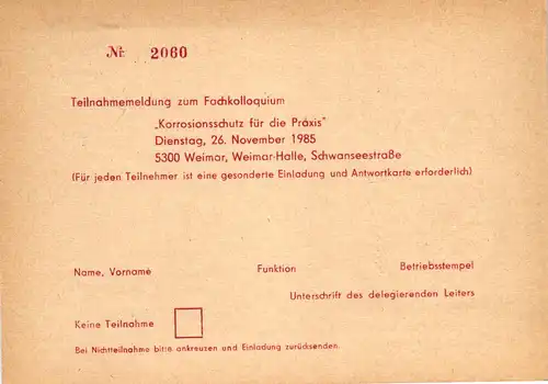 Weimar Fachkolloquium Korrosionsschutz,  P 84 A / 34 - 85 