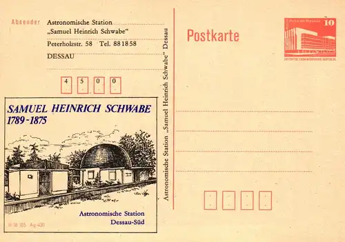 Dessau 110. Geburtstag von Samuel Heinrich Schwabe   ,  P 86 II A / 46 - 89 
