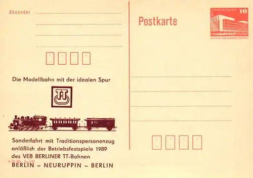 Berlin Betriebsfestspiele des VEB Berliner TT-Bahnen ,  P 86 II A / 40 - 89 