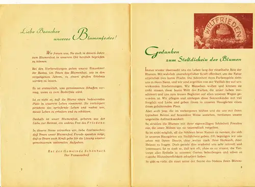 Schönbach Oberlausitz, Programmheft von 1957 -  Blumenfest der Oberlausitz in Schönbach