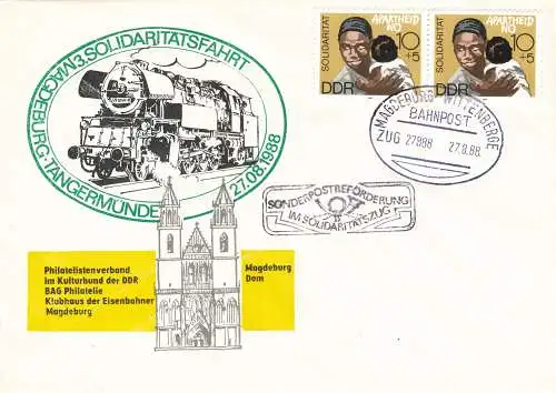 Magdeburg - Wittenberge Bahnpost - 3. Solidaritätsfahrt Magdeburg - Tangermünde 1988 SSt.