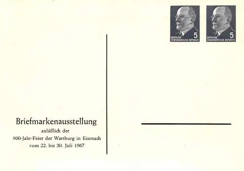 Eisenach Briefmarkenausstellung anlässlich der 900 Jahr Feier der Wartburg  1967 -  PP 12 / 2 - 67