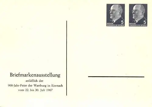 Eisenach Briefmarkenausstellung anlässlich der 900 Jahr Feier der Wartburg  1967 -  PP 12 / 3 - 67