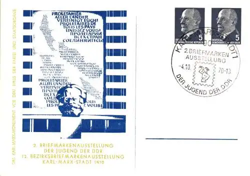 Karl-Marx-Stadt 2. Briefmarkenausstellung der Jugend der DDR 1970 -  PP 12 / 4 - 70