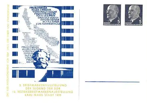 Karl-Marx-Stadt 2. Briefmarkenausstellung der Jugend der DDR 1970 -  PP 12 / 4 - 70