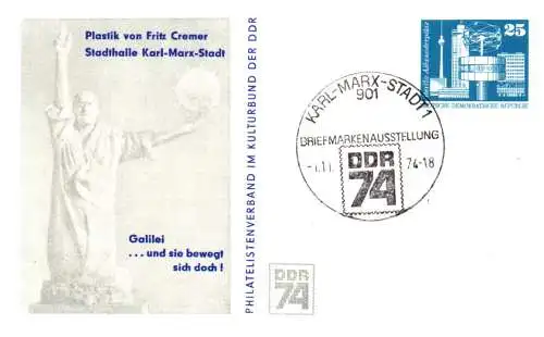 Karl-Marx-Stadt Galilei - Plastik von Fritz Cremer  SSt.  -  PP 17 / 2 - 74