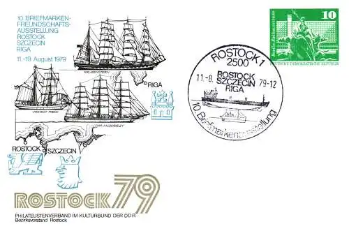 Rostock 10. Briefmarken-Freundschaftsausstellung  Rostock-Szcecin-Riga SSt.  PP 16 A / 12 - 79