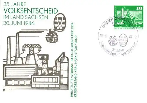 Limbach-Oberfrohna 35 Jahre Volksentscheid im Land Sachsen SSt. PP 16 A / 8 - 81