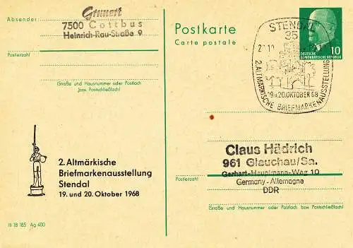 Stendal  2. Altmärkische Briefmarkenausstellung -> SSt.  P 75 Teil A / 5-68 