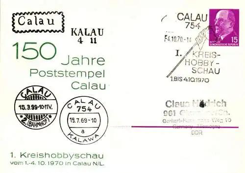Calau 1. Kreishoppyschau 150 Jahre Poststempel  PP 10 / 7b - 70